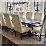 F05. Trestle dining table. 30”h x 11'w x 45.5”d 